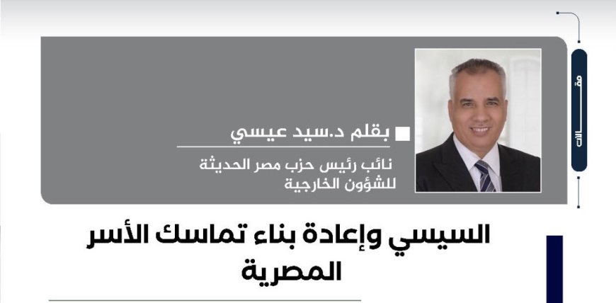 الدكتور سيد عيسى يكتب.. السيسي وإعادة بناء تماسك الأسر المصرية