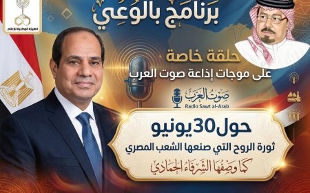 برنامج بالوعي حلقة خاصة على موجات إذاعة صوت العرب حول 30يونيو ثورة الروح التي صنعها الشعب المصري كما وصفها الشرفاء الحمادي