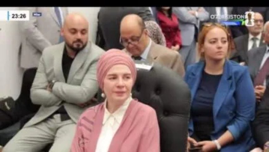 بالصور التليفزيون الرسمى فى اوزبكستان يبرز مشاركة وفد مؤسسة رسالة السلام العالمية فى فعالية تقديم مركز الحضارة الإسلامية بأوزبكستان