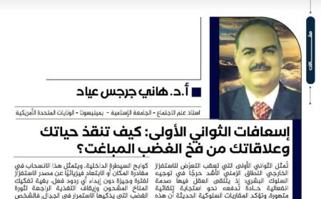 أ.د. هاني جرجس عياد يكتب.. إسعافات الثواني الأولى: كيف تنقذ حياتك وعلاقاتك من فخ الغضب المباغت؟